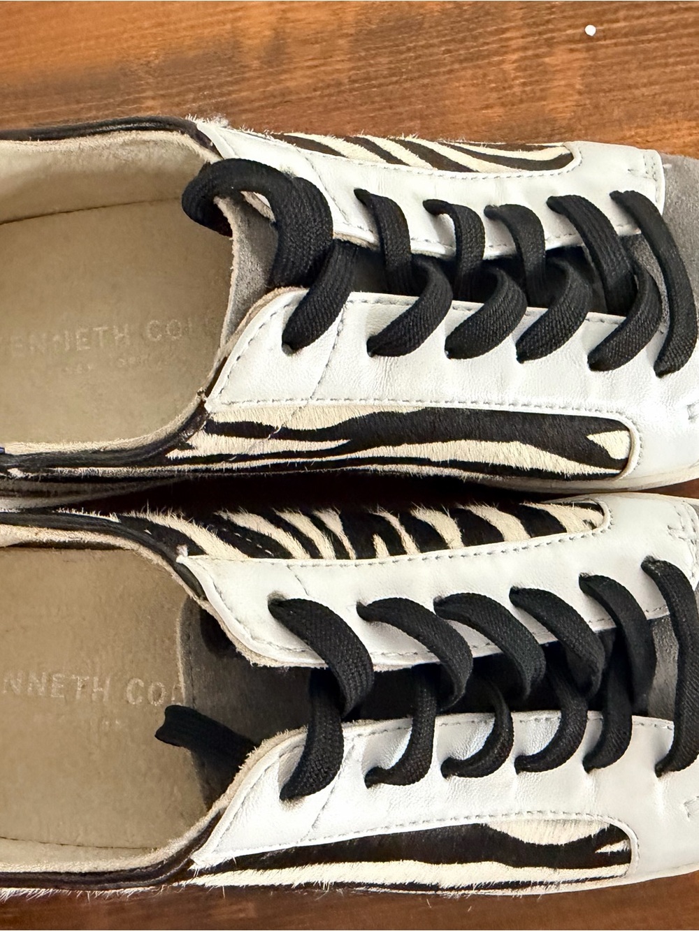 Sassy Kenneth Cole Zebra Print Black White  with Gray Suede Toe - Picture 3 of 5